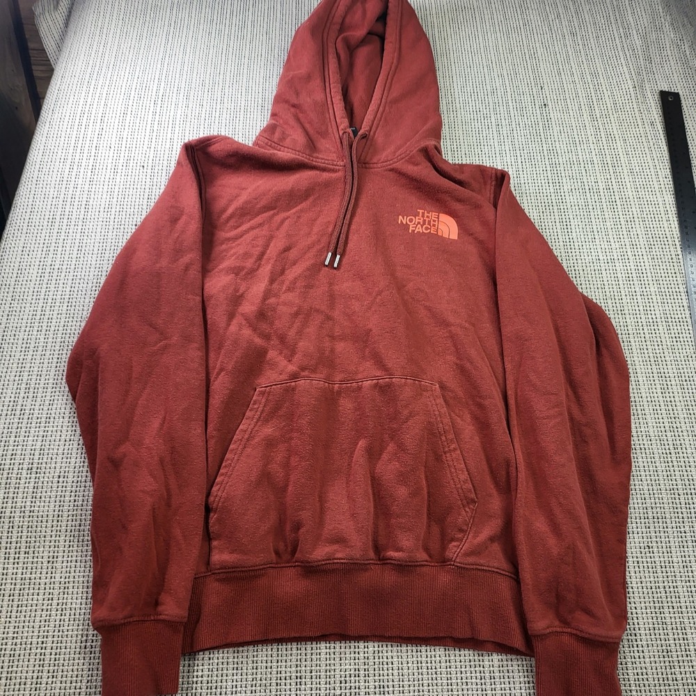 The North Face Hoodie Mens S Red Box Logo Graphic Pullover Kangaroo Pocket